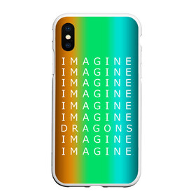 Чехол для iPhone XS Max матовый с принтом IMAGINE DRAGONS в Санкт-Петербурге, Силикон | Область печати: задняя сторона чехла, без боковых панелей | evolve | imagine dragons | new age | вокалист | группа | драгонс | известные | личности | надписи | реп | рок | триколор | фирменные цвета | яркие