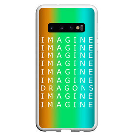 Чехол для Samsung Galaxy S10 с принтом IMAGINE DRAGONS в Санкт-Петербурге, Силикон | Область печати: задняя сторона чехла, без боковых панелей | Тематика изображения на принте: evolve | imagine dragons | new age | вокалист | группа | драгонс | известные | личности | надписи | реп | рок | триколор | фирменные цвета | яркие