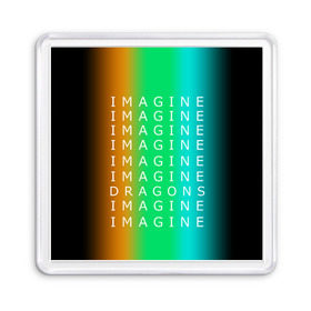 Магнит 55*55 с принтом IMAGINE DRAGONS в Санкт-Петербурге, Пластик | Размер: 65*65 мм; Размер печати: 55*55 мм | evolve | imagine dragons | new age | вокалист | группа | драгонс | известные | личности | надписи | реп | рок | триколор | фирменные цвета | яркие