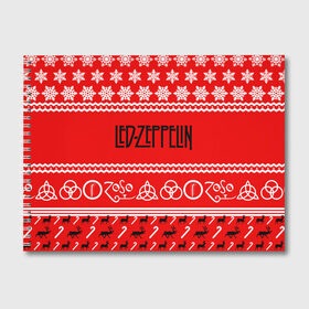 Альбом для рисования с принтом Праздничный Led Zeppelin в Санкт-Петербурге, 100% бумага
 | матовая бумага, плотность 200 мг. | Тематика изображения на принте: led zeppelin | блюз | группа | джимми пейдж | джон генри бонэм | джон пол джонс | знак | красный | лед зепелен | лед зеппелин | метал | надпись | новогодний | новый год | праздник | роберт плант | рождество