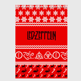 Скетчбук с принтом Праздничный Led Zeppelin в Санкт-Петербурге, 100% бумага
 | 48 листов, плотность листов — 100 г/м2, плотность картонной обложки — 250 г/м2. Листы скреплены сверху удобной пружинной спиралью | Тематика изображения на принте: led zeppelin | блюз | группа | джимми пейдж | джон генри бонэм | джон пол джонс | знак | красный | лед зепелен | лед зеппелин | метал | надпись | новогодний | новый год | праздник | роберт плант | рождество