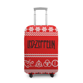 Чехол для чемодана 3D с принтом Праздничный Led Zeppelin в Санкт-Петербурге, 86% полиэфир, 14% спандекс | двустороннее нанесение принта, прорези для ручек и колес | Тематика изображения на принте: led zeppelin | блюз | группа | джимми пейдж | джон генри бонэм | джон пол джонс | знак | красный | лед зепелен | лед зеппелин | метал | надпись | новогодний | новый год | праздник | роберт плант | рождество