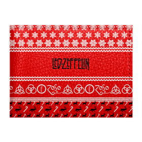 Обложка для студенческого билета с принтом Праздничный Led Zeppelin в Санкт-Петербурге, натуральная кожа | Размер: 11*8 см; Печать на всей внешней стороне | Тематика изображения на принте: led zeppelin | блюз | группа | джимми пейдж | джон генри бонэм | джон пол джонс | знак | красный | лед зепелен | лед зеппелин | метал | надпись | новогодний | новый год | праздник | роберт плант | рождество