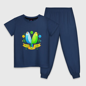 Детская пижама хлопок с принтом Попугаи арт в Санкт-Петербурге, 100% хлопок |  брюки и футболка прямого кроя, без карманов, на брюках мягкая резинка на поясе и по низу штанин
 | волнистый попугай | джунгли | попугай