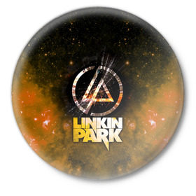 Значок с принтом Linkin Park космос в Санкт-Петербурге,  металл | круглая форма, металлическая застежка в виде булавки | bennington | chester | linkin park | альтернативный | беннингтон | группа | ленкин | линкин | майк | метал | музыкант | ню | нюметал | парк | певец | рок | рэп | честер | электроник