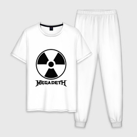 Мужская пижама хлопок с принтом Megadeth в Санкт-Петербурге, 100% хлопок | брюки и футболка прямого кроя, без карманов, на брюках мягкая резинка на поясе и по низу штанин
 | megadet | megadeth | группа | дирк вербурен | дэвид эллефсон | дэйв мастейн | кико лоурейро | мегадет | мегадетх | метал | рок | трэш | трэшметал | тяжелый | хард | хардрок | хеви | хевиметал