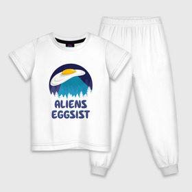 Детская пижама хлопок с принтом НЛО яйца в Санкт-Петербурге, 100% хлопок |  брюки и футболка прямого кроя, без карманов, на брюках мягкая резинка на поясе и по низу штанин
 | Тематика изображения на принте: инопланетяне | нло | секретные материалы | яйца