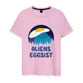 Мужская футболка хлопок с принтом НЛО яйца в Санкт-Петербурге, 100% хлопок | прямой крой, круглый вырез горловины, длина до линии бедер, слегка спущенное плечо. | инопланетяне | нло | секретные материалы | яйца