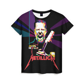 Женская футболка 3D с принтом Metallica James Alan Hatfield в Санкт-Петербурге, 100% полиэфир ( синтетическое хлопкоподобное полотно) | прямой крой, круглый вырез горловины, длина до линии бедер | alan | american | band | hard | hatfield | james | metal | metallica | rock | thrash | алан | американская | джеймс | метал группа | трэш метал | хард рок | хэтфилд