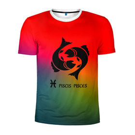 Мужская футболка 3D спортивная с принтом Рыбы (Pisces) в Санкт-Петербурге, 100% полиэстер с улучшенными характеристиками | приталенный силуэт, круглая горловина, широкие плечи, сужается к линии бедра | pisces | звезды | знаки зодиака | космос | рыбы | созвездие