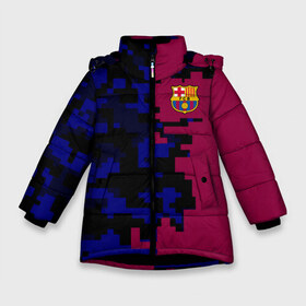 Зимняя куртка для девочек 3D с принтом FC Barca 2018 Creative uniform в Санкт-Петербурге, ткань верха — 100% полиэстер; подклад — 100% полиэстер, утеплитель — 100% полиэстер. | длина ниже бедра, удлиненная спинка, воротник стойка и отстегивающийся капюшон. Есть боковые карманы с листочкой на кнопках, утяжки по низу изделия и внутренний карман на молнии. 

Предусмотрены светоотражающий принт на спинке, радужный светоотражающий элемент на пуллере молнии и на резинке для утяжки. | fc | fc barcelona | fcb | fly emirates | ronaldo | абстракция | барселона | геометрия | зож | клуб | линии | месси | модные | мяч | реал мадрид | спорт | спортивные | тренды | футбол | футбольный клуб | эмблема