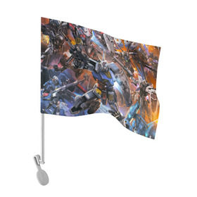 Флаг для автомобиля с принтом Трансформеры в Санкт-Петербурге, 100% полиэстер | Размер: 30*21 см | война | робот | фантастика