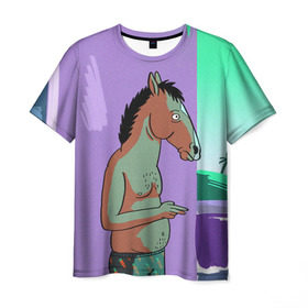 Мужская футболка 3D с принтом BoJack в Санкт-Петербурге, 100% полиэфир | прямой крой, круглый вырез горловины, длина до линии бедер | bojack horseman | конь боджек | лошадь боджек