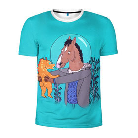 Мужская футболка 3D спортивная с принтом BoJack в Санкт-Петербурге, 100% полиэстер с улучшенными характеристиками | приталенный силуэт, круглая горловина, широкие плечи, сужается к линии бедра | Тематика изображения на принте: bojack horseman | конь боджек | лошадь боджек