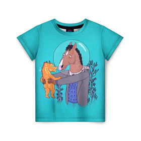 Детская футболка 3D с принтом BoJack в Санкт-Петербурге, 100% гипоаллергенный полиэфир | прямой крой, круглый вырез горловины, длина до линии бедер, чуть спущенное плечо, ткань немного тянется | bojack horseman | конь боджек | лошадь боджек