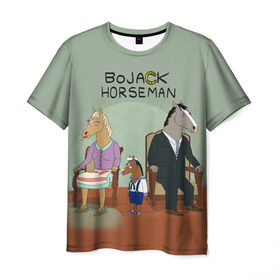 Мужская футболка 3D с принтом BoJack в Санкт-Петербурге, 100% полиэфир | прямой крой, круглый вырез горловины, длина до линии бедер | Тематика изображения на принте: bojack horseman | конь боджек | лошадь боджек