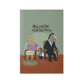 Обложка для паспорта матовая кожа с принтом BoJack в Санкт-Петербурге, натуральная матовая кожа | размер 19,3 х 13,7 см; прозрачные пластиковые крепления | bojack horseman | конь боджек | лошадь боджек