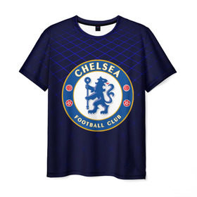Мужская футболка 3D с принтом Chelsea 2018 Uniform в Санкт-Петербурге, 100% полиэфир | прямой крой, круглый вырез горловины, длина до линии бедер | Тематика изображения на принте: 