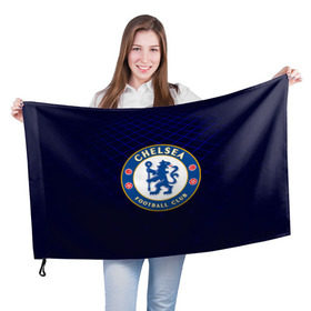 Флаг 3D с принтом Chelsea 2018 Uniform в Санкт-Петербурге, 100% полиэстер | плотность ткани — 95 г/м2, размер — 67 х 109 см. Принт наносится с одной стороны | 