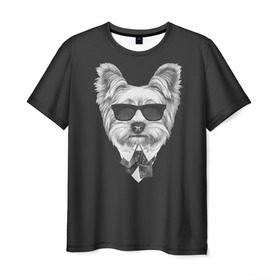 Мужская футболка 3D с принтом Йоркширский терьер_13 в Санкт-Петербурге, 100% полиэфир | прямой крой, круглый вырез горловины, длина до линии бедер | домашние животные | пес | собака | терьер