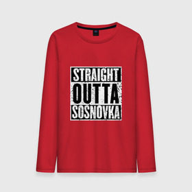 Мужской лонгслив хлопок с принтом Straight outta Sosnovka в Санкт-Петербурге, 100% хлопок |  | Тематика изображения на принте: battlegrounds | player | playerunknowns | pubg | unknown | згип | сосновка