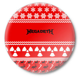 Значок с принтом Праздничный Megadeth в Санкт-Петербурге,  металл | круглая форма, металлическая застежка в виде булавки | 