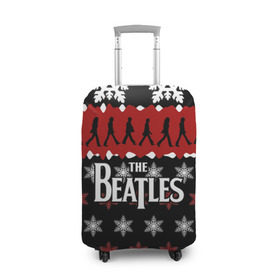 Чехол для чемодана 3D с принтом Праздничный The Beatles в Санкт-Петербурге, 86% полиэфир, 14% спандекс | двустороннее нанесение принта, прорези для ручек и колес | beatles | the beatles | бител | битлз | битлс | битлы | группа | джон леннон | джордж харрисон | жуки | знак | красный | ливерпульская четвёрка | мерсибит | надпись | новогодний | новый год | пол маккартни | поп