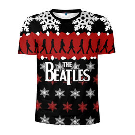 Мужская футболка 3D спортивная с принтом Праздничный The Beatles в Санкт-Петербурге, 100% полиэстер с улучшенными характеристиками | приталенный силуэт, круглая горловина, широкие плечи, сужается к линии бедра | beatles | the beatles | бител | битлз | битлс | битлы | группа | джон леннон | джордж харрисон | жуки | знак | красный | ливерпульская четвёрка | мерсибит | надпись | новогодний | новый год | пол маккартни | поп