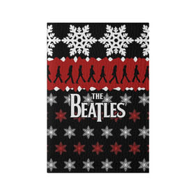 Обложка для паспорта матовая кожа с принтом Праздничный The Beatles в Санкт-Петербурге, натуральная матовая кожа | размер 19,3 х 13,7 см; прозрачные пластиковые крепления | beatles | the beatles | бител | битлз | битлс | битлы | группа | джон леннон | джордж харрисон | жуки | знак | красный | ливерпульская четвёрка | мерсибит | надпись | новогодний | новый год | пол маккартни | поп