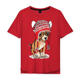 Мужская футболка хлопок Oversize с принтом Чихуахуа в шапочке в Санкт-Петербурге, 100% хлопок | свободный крой, круглый ворот, “спинка” длиннее передней части | домашние животные | пес | песик | собака | собачка | чихуахуа