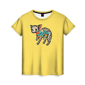 Женская футболка 3D с принтом Внутри чихуахуа в Санкт-Петербурге, 100% полиэфир ( синтетическое хлопкоподобное полотно) | прямой крой, круглый вырез горловины, длина до линии бедер | домашние животные | пес | песик | собака | собачка | чихуахуа