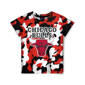 Детская футболка 3D с принтом CHICAGO BULLS Новогодний в Санкт-Петербурге, 100% гипоаллергенный полиэфир | прямой крой, круглый вырез горловины, длина до линии бедер, чуть спущенное плечо, ткань немного тянется | Тематика изображения на принте: камуфляж | красный | чикаго буллс