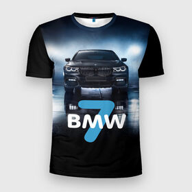 Мужская футболка 3D спортивная с принтом BMW 7 series в Санкт-Петербурге, 100% полиэстер с улучшенными характеристиками | приталенный силуэт, круглая горловина, широкие плечи, сужается к линии бедра | 7 серия | авто | автомобиль | бмв | бумер | машина | суперкар | тачка