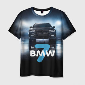Мужская футболка 3D с принтом BMW 7 series в Санкт-Петербурге, 100% полиэфир | прямой крой, круглый вырез горловины, длина до линии бедер | 7 серия | авто | автомобиль | бмв | бумер | машина | суперкар | тачка