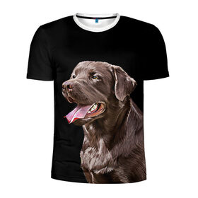 Мужская футболка 3D спортивная с принтом Лабрадор_арт_2 в Санкт-Петербурге, 100% полиэстер с улучшенными характеристиками | приталенный силуэт, круглая горловина, широкие плечи, сужается к линии бедра | домашние животные | лабрадор | пес | песик | ретривер | собака | собачка