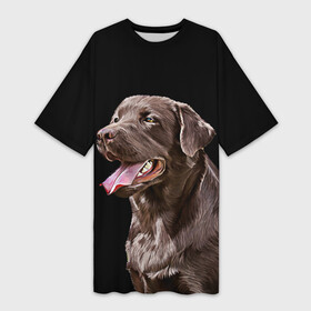 Платье-футболка 3D с принтом Лабрадор_арт_2 в Санкт-Петербурге,  |  | домашние животные | лабрадор | пес | песик | ретривер | собака | собачка