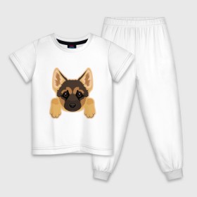 Детская пижама хлопок с принтом Немецкая овчарка щенок в Санкт-Петербурге, 100% хлопок |  брюки и футболка прямого кроя, без карманов, на брюках мягкая резинка на поясе и по низу штанин
 | домашние животные | овчарка | собака | собачка