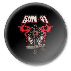 Значок с принтом Sum 41 в Санкт-Петербурге,  металл | круглая форма, металлическая застежка в виде булавки | 1996 | 41 | punk | rock | sum | альтернатива | группа | дерик | канада | панк | рок | скейт | уибли