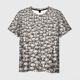 Мужская футболка 3D с принтом Reddit army в Санкт-Петербурге, 100% полиэфир | прямой крой, круглый вырез горловины, длина до линии бедер | белый | гуманоид | интернет | оранжевый | паттерн | реддит | сайт | толпа