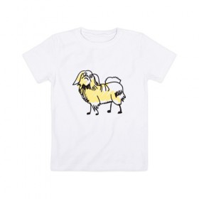 Детская футболка хлопок с принтом Забавный пекинес в Санкт-Петербурге, 100% хлопок | круглый вырез горловины, полуприлегающий силуэт, длина до линии бедер | домашние животные | пекинес | пес | песик | собака | собачка