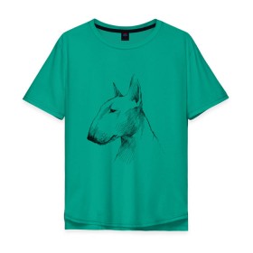 Мужская футболка хлопок Oversize с принтом бультерьер графичный в Санкт-Петербурге, 100% хлопок | свободный крой, круглый ворот, “спинка” длиннее передней части | бультерьер | домашние животные | пес | песик | собака | собачка