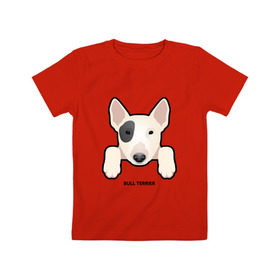 Детская футболка хлопок с принтом Бультерьерчик в Санкт-Петербурге, 100% хлопок | круглый вырез горловины, полуприлегающий силуэт, длина до линии бедер | домашние животные | пес | собака