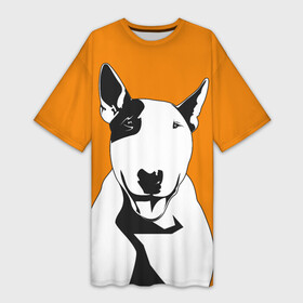 Платье-футболка 3D с принтом Солнечнй бультерьер в Санкт-Петербурге,  |  | Тематика изображения на принте: бультерьер | домашние животные | пес | песик | собака | собачка