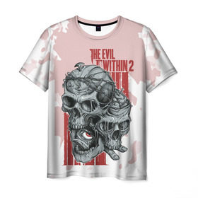 Мужская футболка 3D с принтом THE EVIL WITHIN 2 в Санкт-Петербурге, 100% полиэфир | прямой крой, круглый вырез горловины, длина до линии бедер | skull | череп
