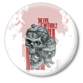 Значок с принтом THE EVIL WITHIN 2 в Санкт-Петербурге,  металл | круглая форма, металлическая застежка в виде булавки | skull | череп