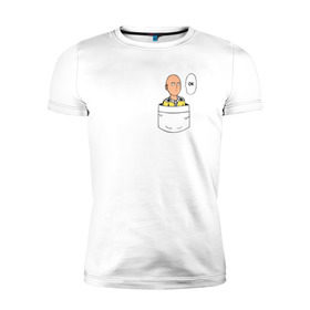 Мужская футболка премиум с принтом One Punch Man в Санкт-Петербурге, 92% хлопок, 8% лайкра | приталенный силуэт, круглый вырез ворота, длина до линии бедра, короткий рукав | Тематика изображения на принте: anime | one punch man | аниме