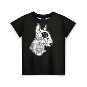 Детская футболка 3D с принтом Бультерьер_16 в Санкт-Петербурге, 100% гипоаллергенный полиэфир | прямой крой, круглый вырез горловины, длина до линии бедер, чуть спущенное плечо, ткань немного тянется | домашние животные | пес | собака