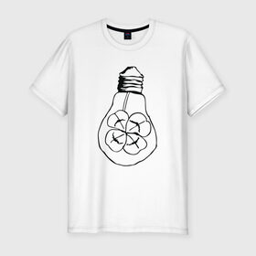 Мужская футболка премиум с принтом Лампочка Клевер в Санкт-Петербурге, 92% хлопок, 8% лайкра | приталенный силуэт, круглый вырез ворота, длина до линии бедра, короткий рукав | 