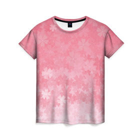 Женская футболка 3D с принтом Сакура в Санкт-Петербурге, 100% полиэфир ( синтетическое хлопкоподобное полотно) | прямой крой, круглый вырез горловины, длина до линии бедер | japan | sakura | вишня | розовый | сакура | цветок | цветы | япония