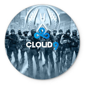 Коврик для мышки круглый с принтом CLOUD 9 CS GO в Санкт-Петербурге, резина и полиэстер | круглая форма, изображение наносится на всю лицевую часть | cloud 9 | counter strike | cs go | esports | team | известные | киберспорт | мировые | спорт